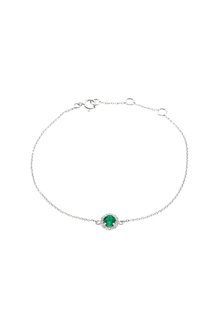 Bracelet - Argent, diamants et émeraude
