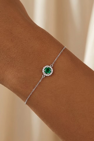 Bracelet - Argent, diamants et émeraude