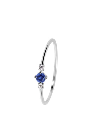 Bague - Argent, diamants et saphir