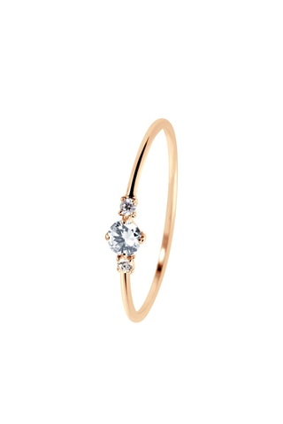Bague - Argent plaqué or jaune, diamants et topaze