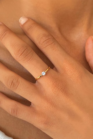 Bague - Argent plaqué or jaune, diamants et topaze