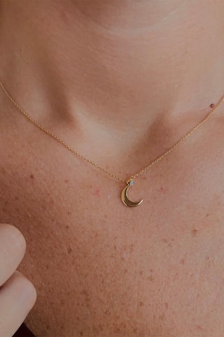 Collier - Argent plaqué or jaune et diamant