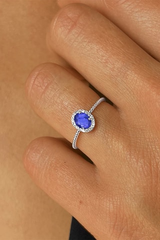 Bague - Argent, diamants et saphir
