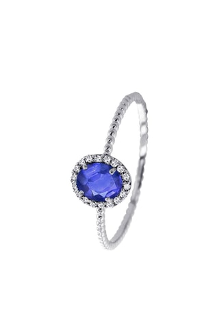 Bague - Argent, diamants et saphir