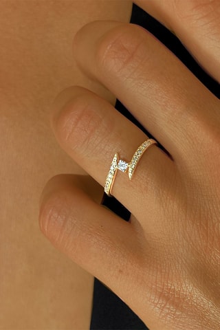 Bague - Argent plaqué or jaune et diamants