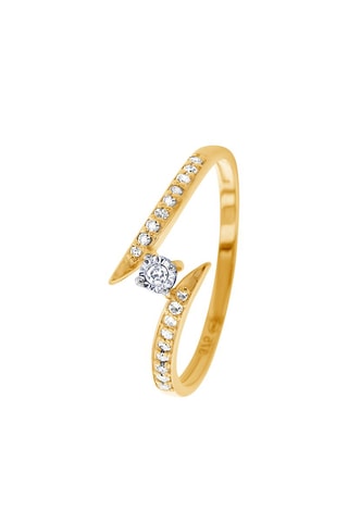 Bague - Argent plaqué or jaune et diamants