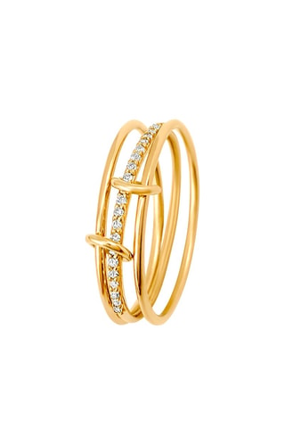 Bague - Argent plaqué or jaune et diamants
