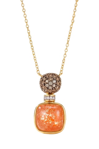 Collier - Argent plaqué or jaune, pierre de soleil et diamant