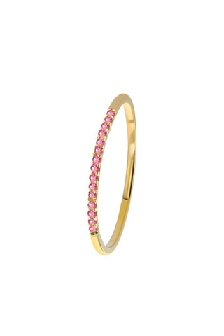 Bague - Argent plaqué or jaune et saphirs roses