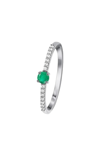 Bague - Argent, diamants et émeraude