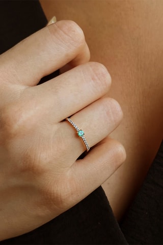 Bague - Argent, diamants et émeraude