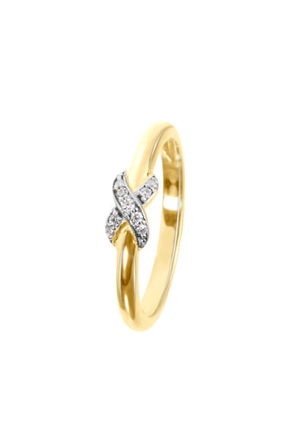 Bague - Argent plaqué or jaune et diamants