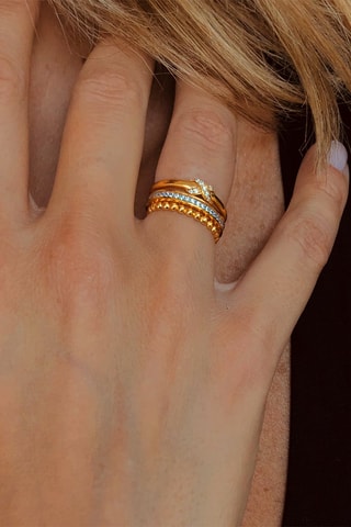 Bague - Argent plaqué or jaune et diamants
