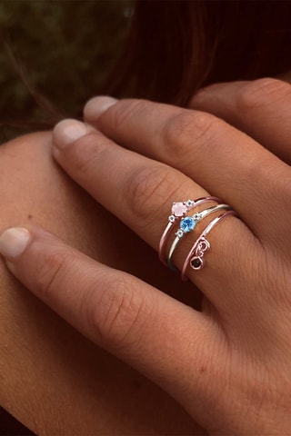 Bague - Argent plaqué or rose, diamants et quartz