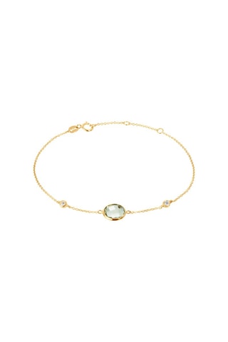 Bracelet - Argent plaqué or jaune, diamants et améthyste