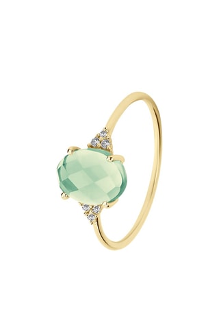 Bague - Argent plaqué or jaune, diamants et améthyste