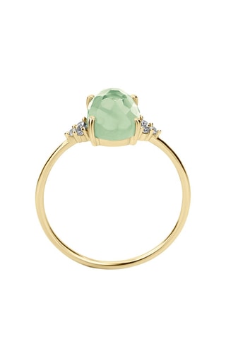 Bague - Argent plaqué or jaune, diamants et améthyste