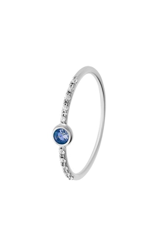 Bague - Argent, diamants et saphir