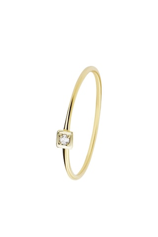 Solitaire - Argent plaqué or jaune et diamant