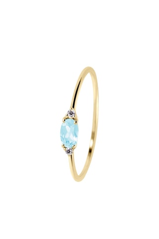 Bague - Argent plaqué or jaune, diamants et topaze