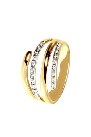 Bague - Argent plaqué or jaune et diamants