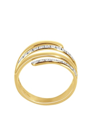 Bague - Argent plaqué or jaune et diamants