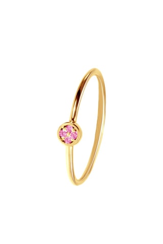 Bague - Argent plaqué or jaune et saphirs roses