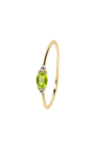 Bague - Argent plaqué or jaune, diamants et péridot