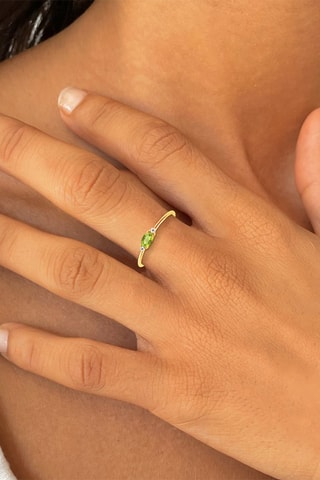 Bague - Argent plaqué or jaune, diamants et péridot