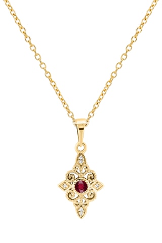 Collier - Argent plaqué or jaune, diamants et émeraude