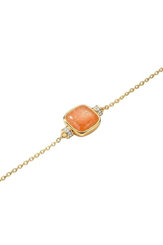 Bracelet - Argent plaqué or jaune et pierre de soleil