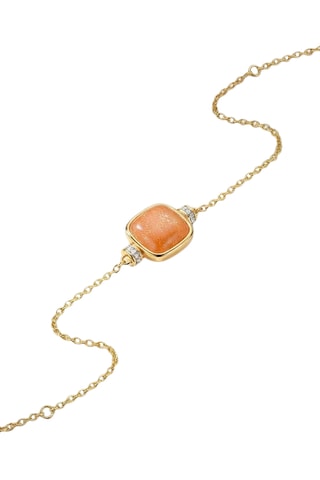 Bracelet - Argent plaqué or jaune et pierre de soleil