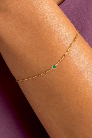 Bracelet - Argent plaqué or jaune et émeraude