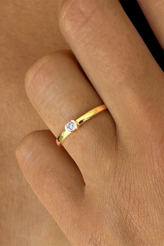 Solitaire - Argent plaqué or jaune et diamant