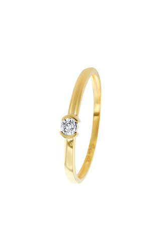 Solitaire - Argent plaqué or jaune et diamant