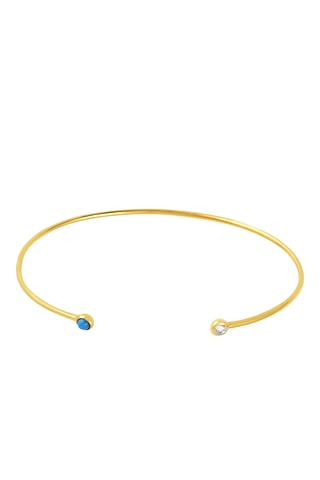 Jonc - Argent plaqué or jaune, diamant, topaze et turquoise