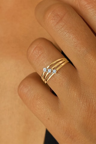 Bague - Argent plaqué or jaune et diamants