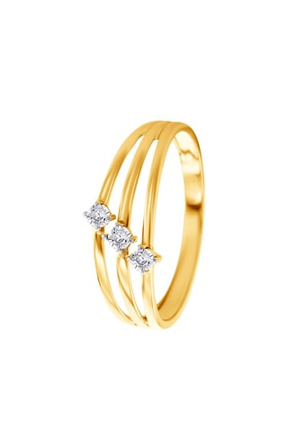 Bague - Argent plaqué or jaune et diamants