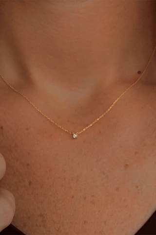 Collier - Argent plaqué or jaune et diamant