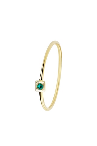 Bague - Argent plaqué or jaune et émeraude
