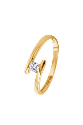Solitaire - Argent plaqué or jaune et diamant