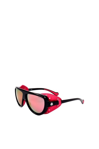 Lunettes de soleil mixte - Verres effet miroir - Catégorie 3 - Moncler - Noir et rouge