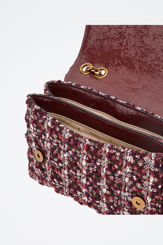 Sac porté épaule en tweed Giully - Bordeaux - Guess