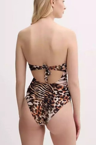 Maillot 1 pièce bustier - Marron clair et marron foncé - Guess