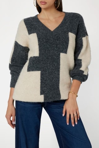 Pull Panama - Gris et beige