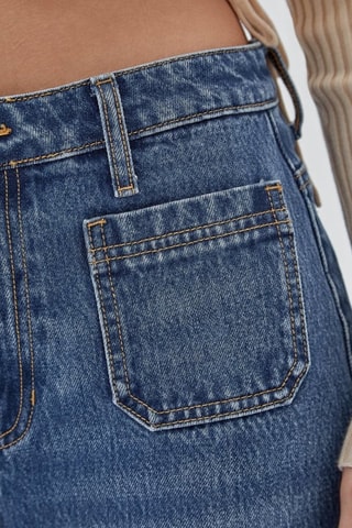 Jean wide legs taille haute Astrid - Bleu marine