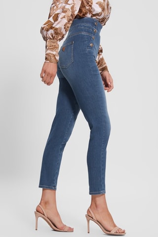 Jean skinny 7/8 taille haute Bleu
