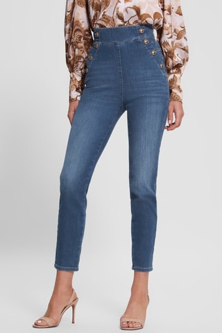 Jean skinny 7/8 taille haute Bleu