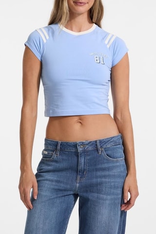 T-shirt cropped - Bleu clair - Guess