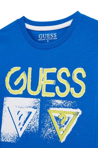 T-shirt en coton biologique - Bleu électrique - Guess